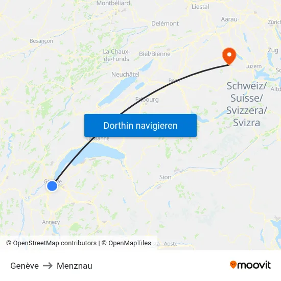 Genève to Menznau map