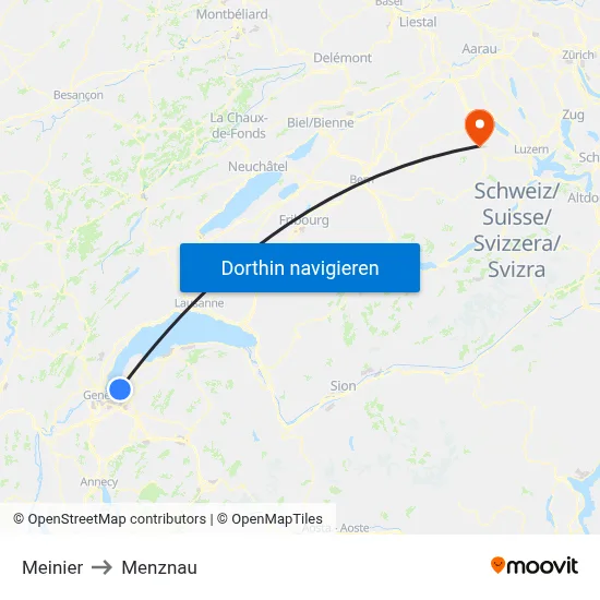 Meinier to Menznau map