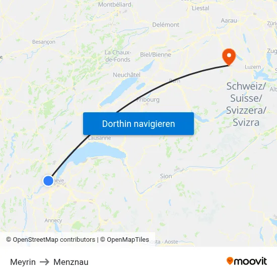 Meyrin to Menznau map