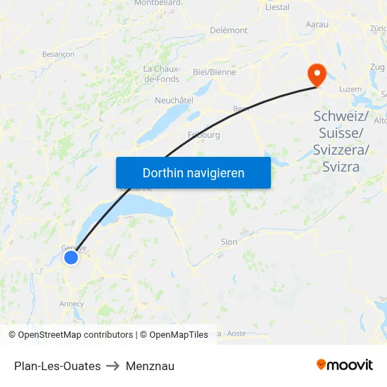 Plan-Les-Ouates to Menznau map