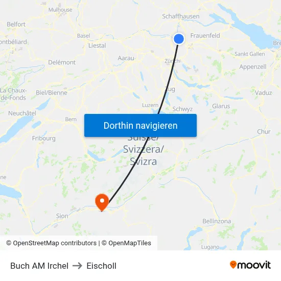 Buch AM Irchel to Eischoll map