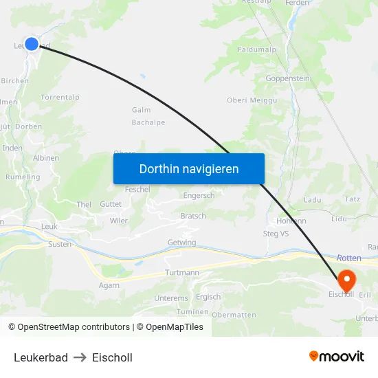 Leukerbad to Eischoll map