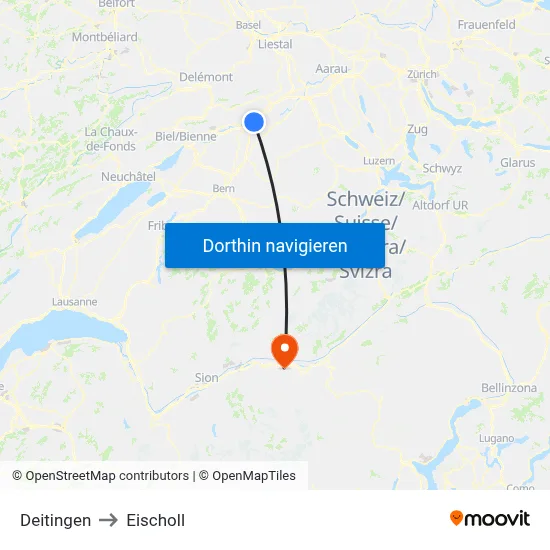 Deitingen to Eischoll map