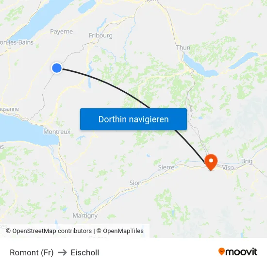 Romont (Fr) to Eischoll map