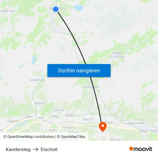 Kandersteg to Eischoll map