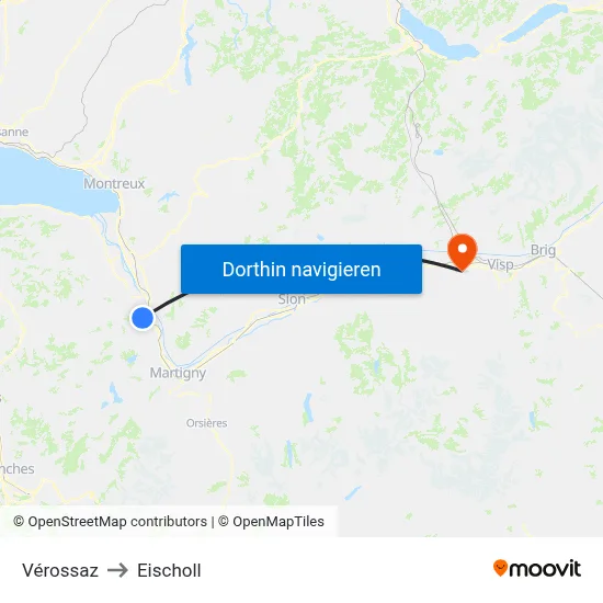 Vérossaz to Eischoll map