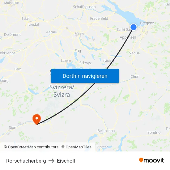 Rorschacherberg to Eischoll map