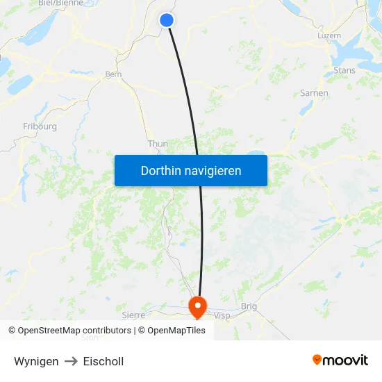 Wynigen to Eischoll map