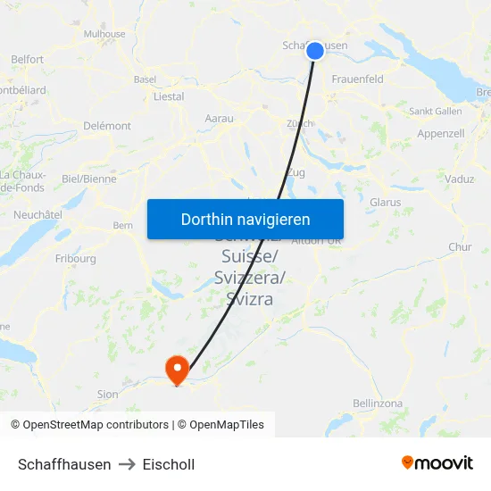 Schaffhausen to Eischoll map