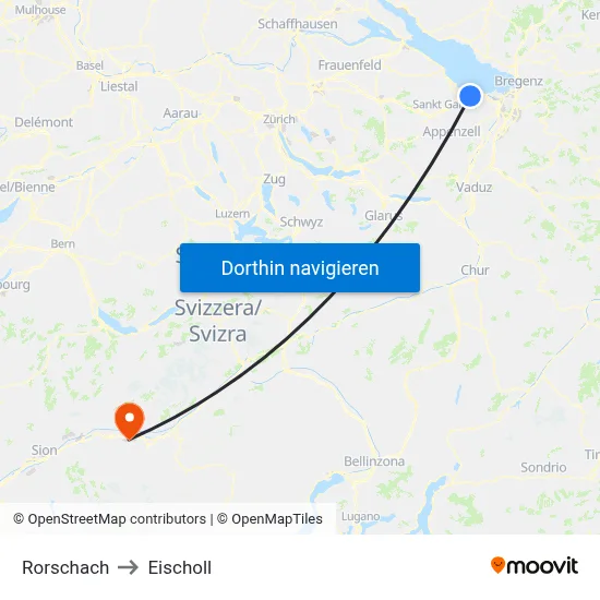 Rorschach to Eischoll map