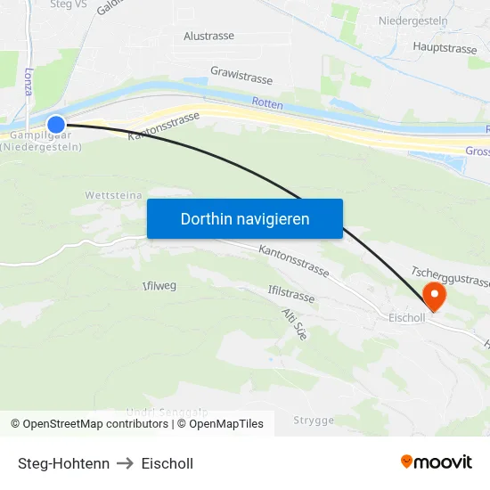 Steg-Hohtenn to Eischoll map
