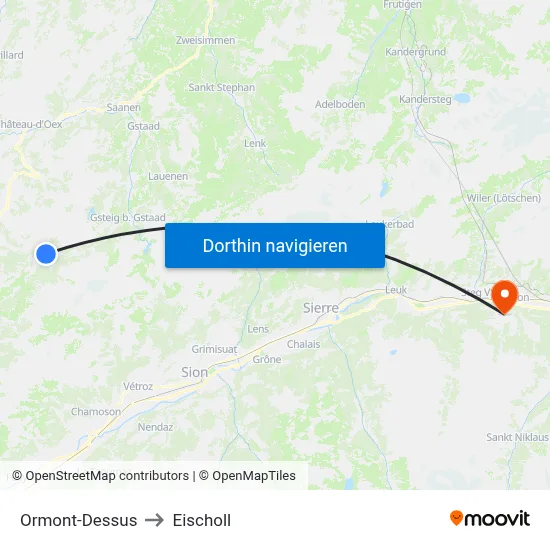 Ormont-Dessus to Eischoll map