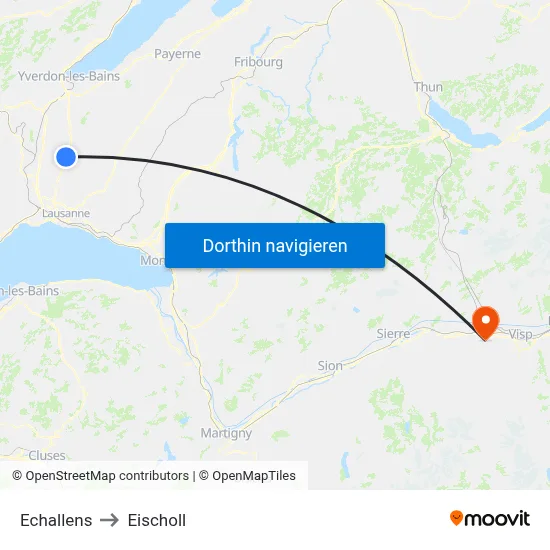 Echallens to Eischoll map