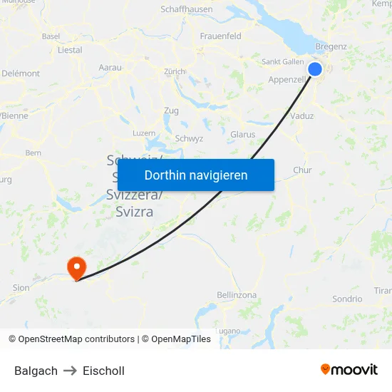 Balgach to Eischoll map