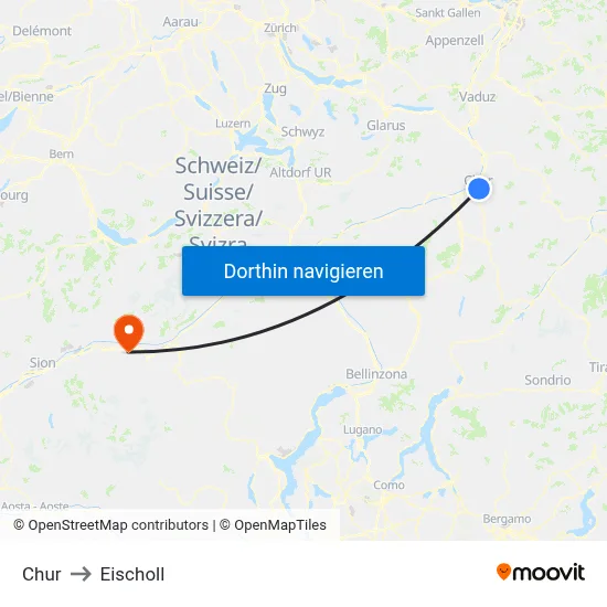 Chur to Eischoll map