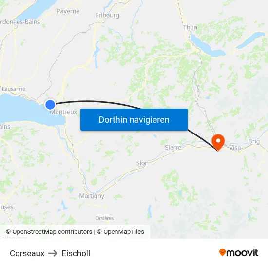 Corseaux to Eischoll map