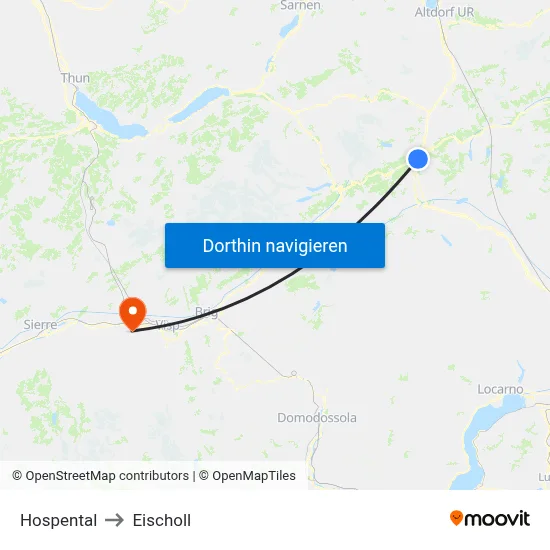 Hospental to Eischoll map