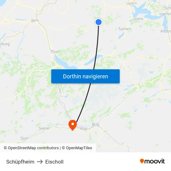 Schüpfheim to Eischoll map