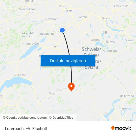 Luterbach to Eischoll map