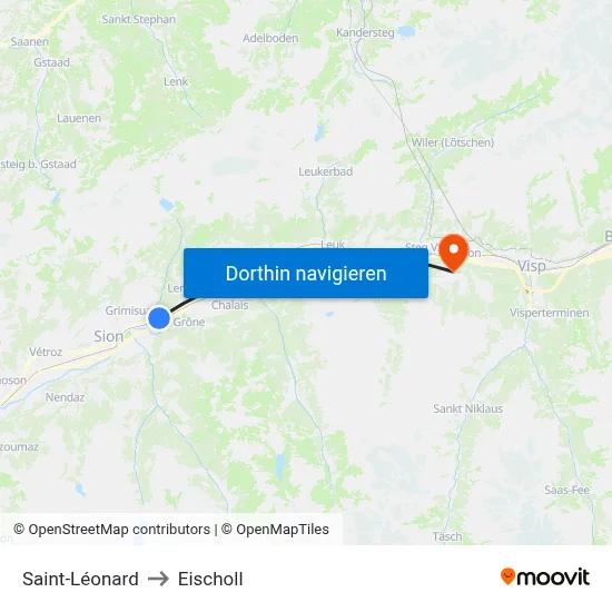 Saint-Léonard to Eischoll map