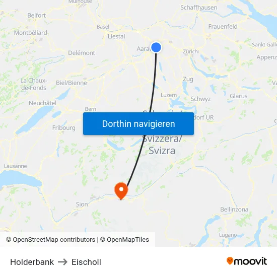 Holderbank to Eischoll map