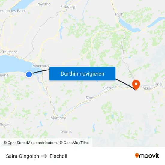 Saint-Gingolph to Eischoll map
