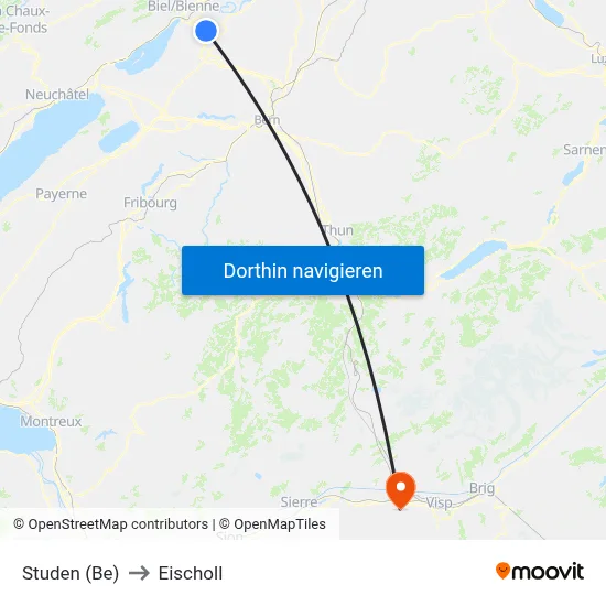 Studen (Be) to Eischoll map