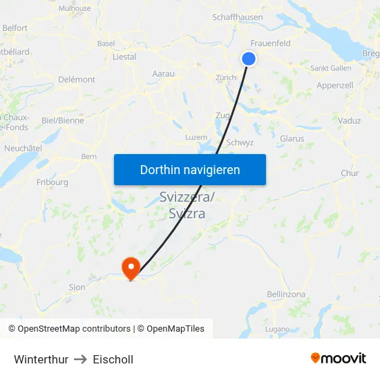 Winterthur to Eischoll map