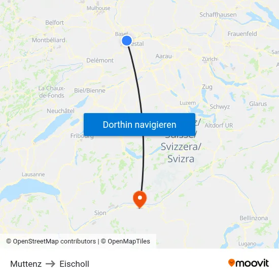 Muttenz to Eischoll map