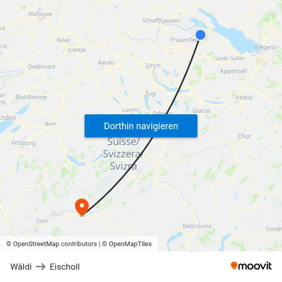 Wäldi to Eischoll map