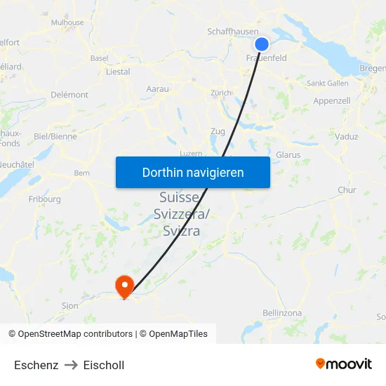 Eschenz to Eischoll map