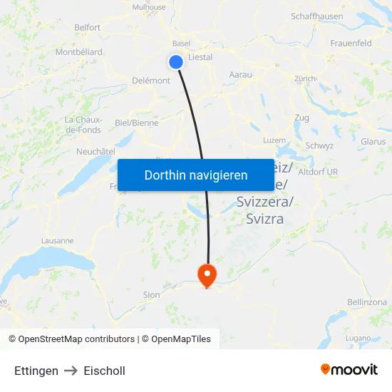 Ettingen to Eischoll map