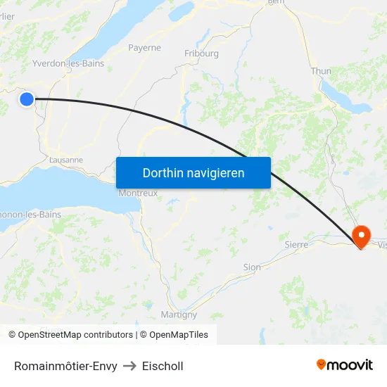 Romainmôtier-Envy to Eischoll map
