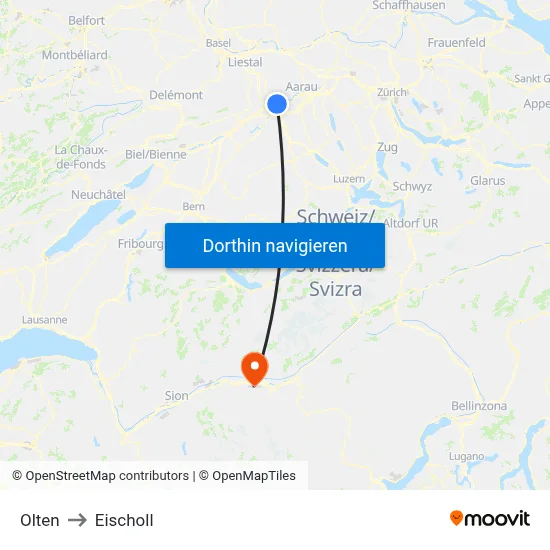 Olten to Eischoll map