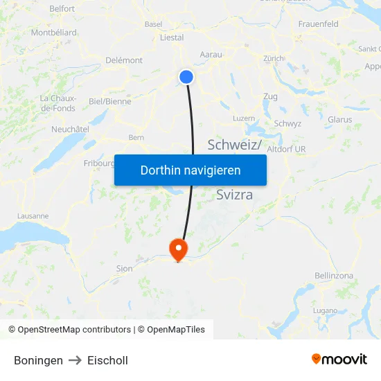 Boningen to Eischoll map