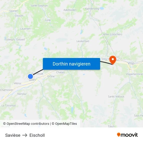 Savièse to Eischoll map