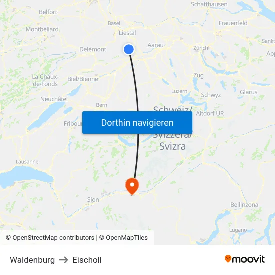 Waldenburg to Eischoll map