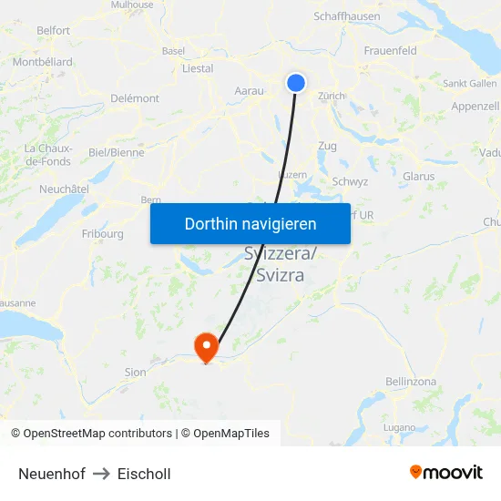 Neuenhof to Eischoll map