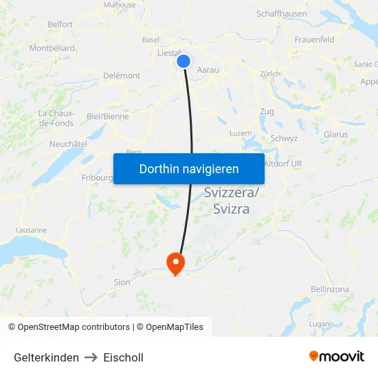 Gelterkinden to Eischoll map