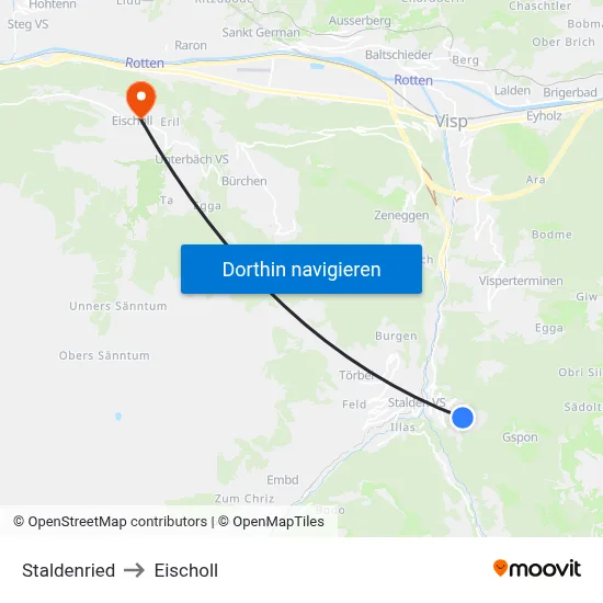 Staldenried to Eischoll map