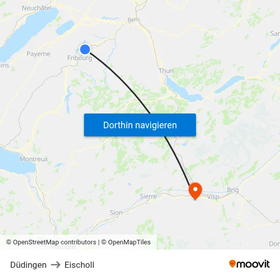 Düdingen to Eischoll map