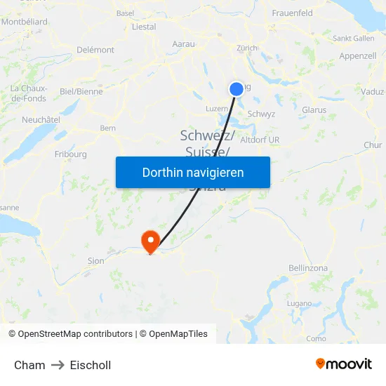 Cham to Eischoll map