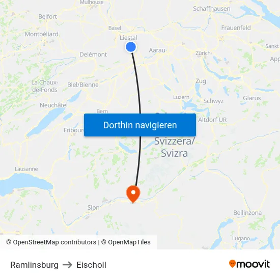 Ramlinsburg to Eischoll map