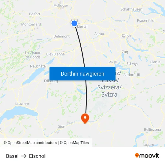 Basel to Eischoll map