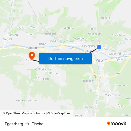 Eggerberg to Eischoll map
