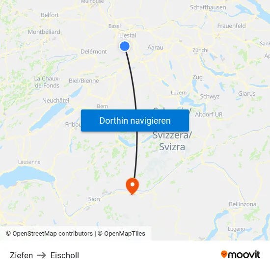 Ziefen to Eischoll map