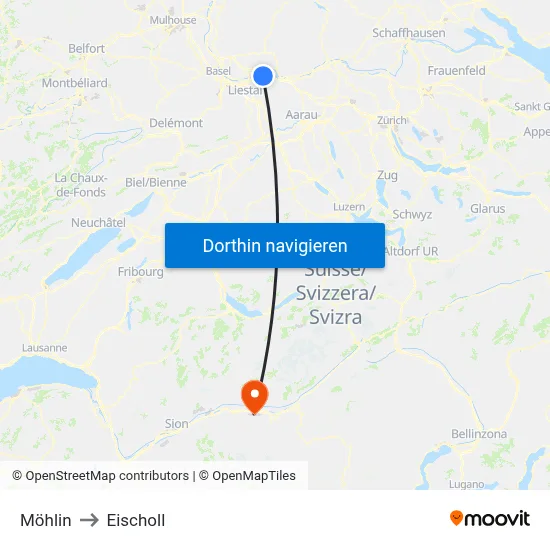 Möhlin to Eischoll map