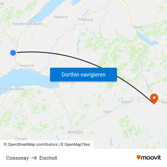 Cossonay to Eischoll map