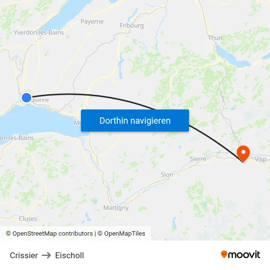 Crissier to Eischoll map