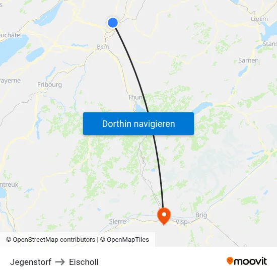 Jegenstorf to Eischoll map